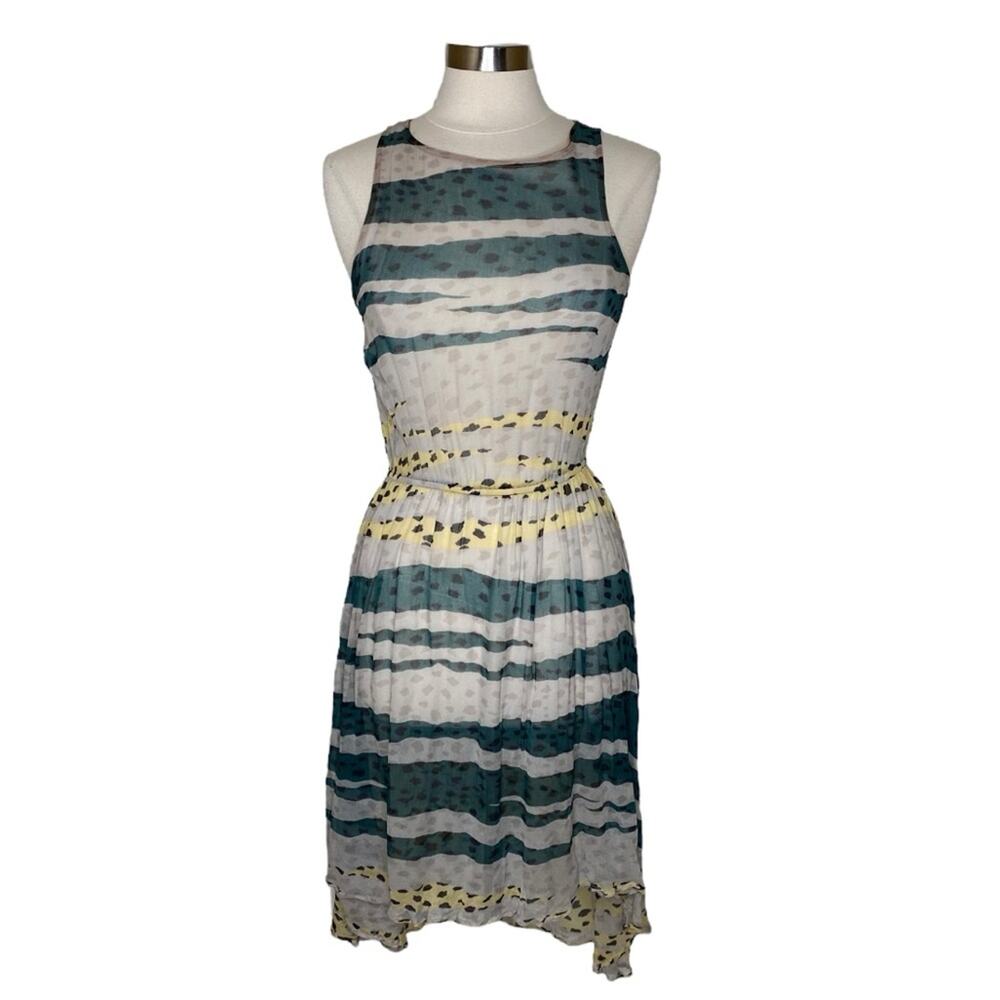 Sam and Lavi Los Angeles Hopi Print Sheer Sleeveless High Low Dress Womens Small